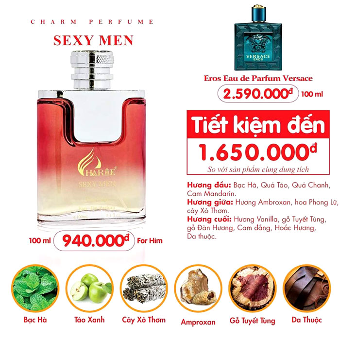 NƯỚC HOA NAM CHARME SEXY MEN 100ML [NEW 2024]